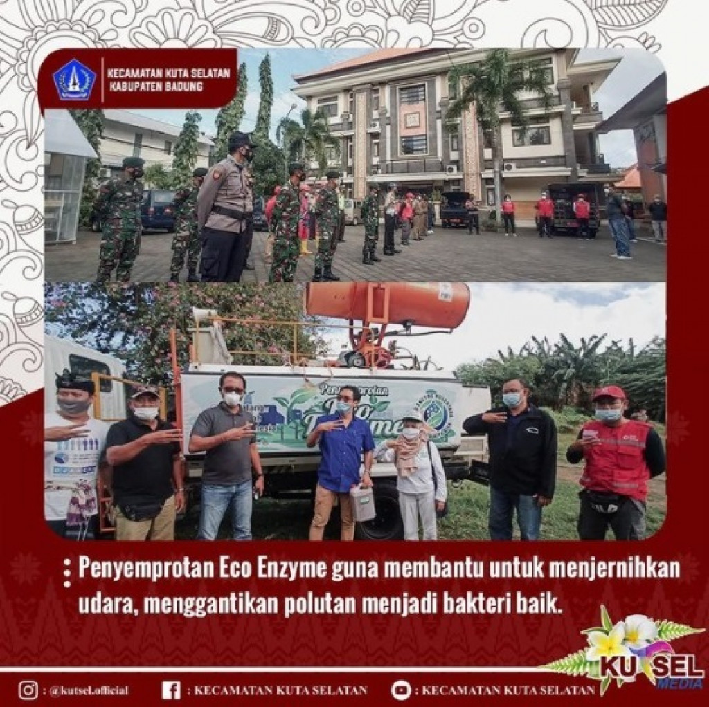 Penyemprotan Eco Enzyme Guna Membantu Untuk Menjernihkan Udara, Menggantikan Polutan Menjadi Bakteri Baik